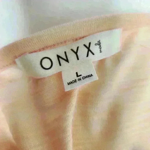 Onyx moda women's light pink lace trim blouse size large - Picture 7 of 9